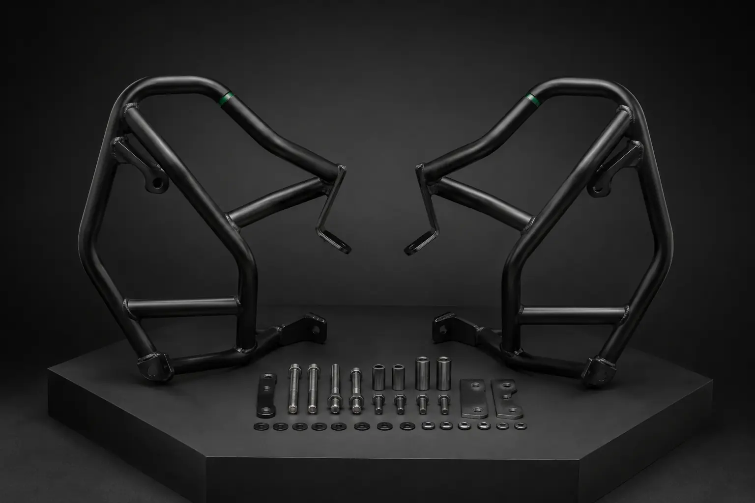 Set VERIDIAN de bare negre pentru protecția motorului cu elemente de montaj